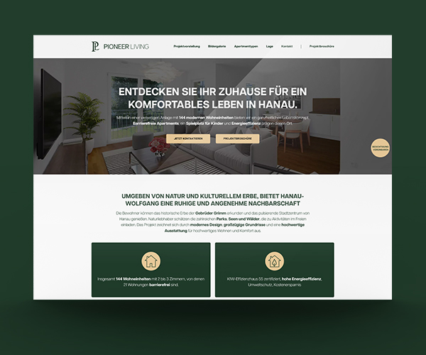 Website von Pioneer-Living