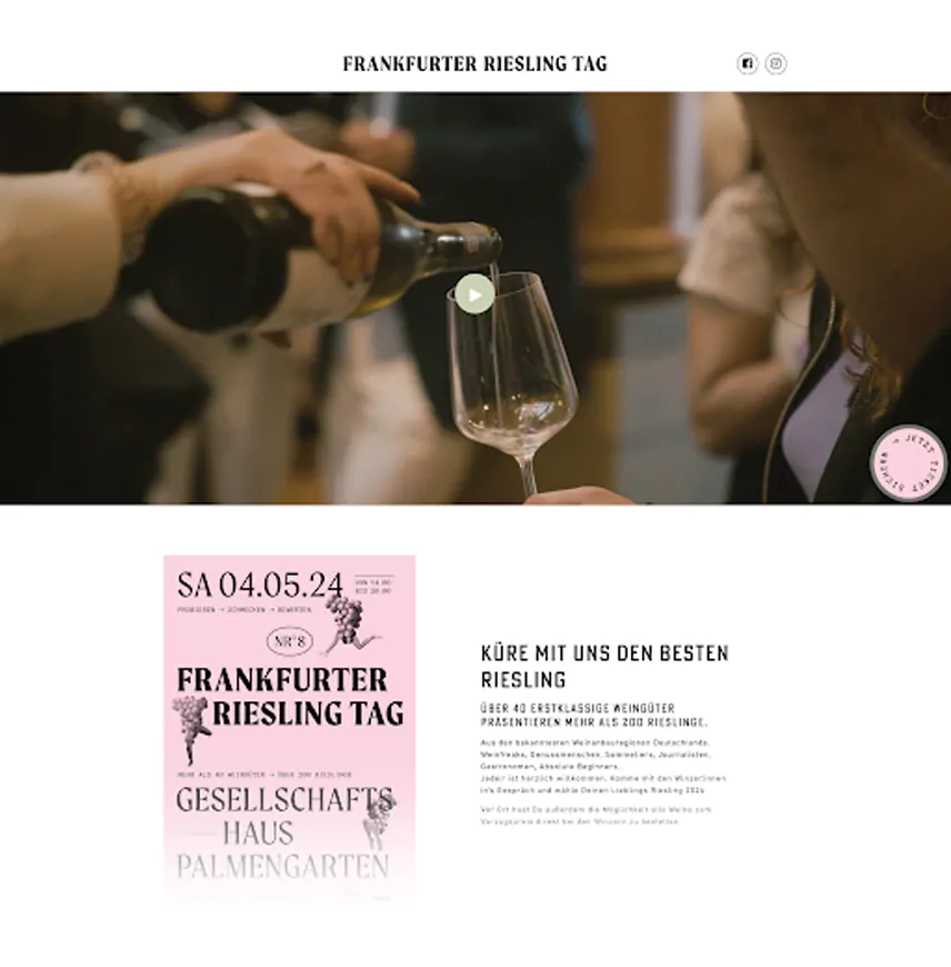 Screenlayout der Website in der Desktop Version